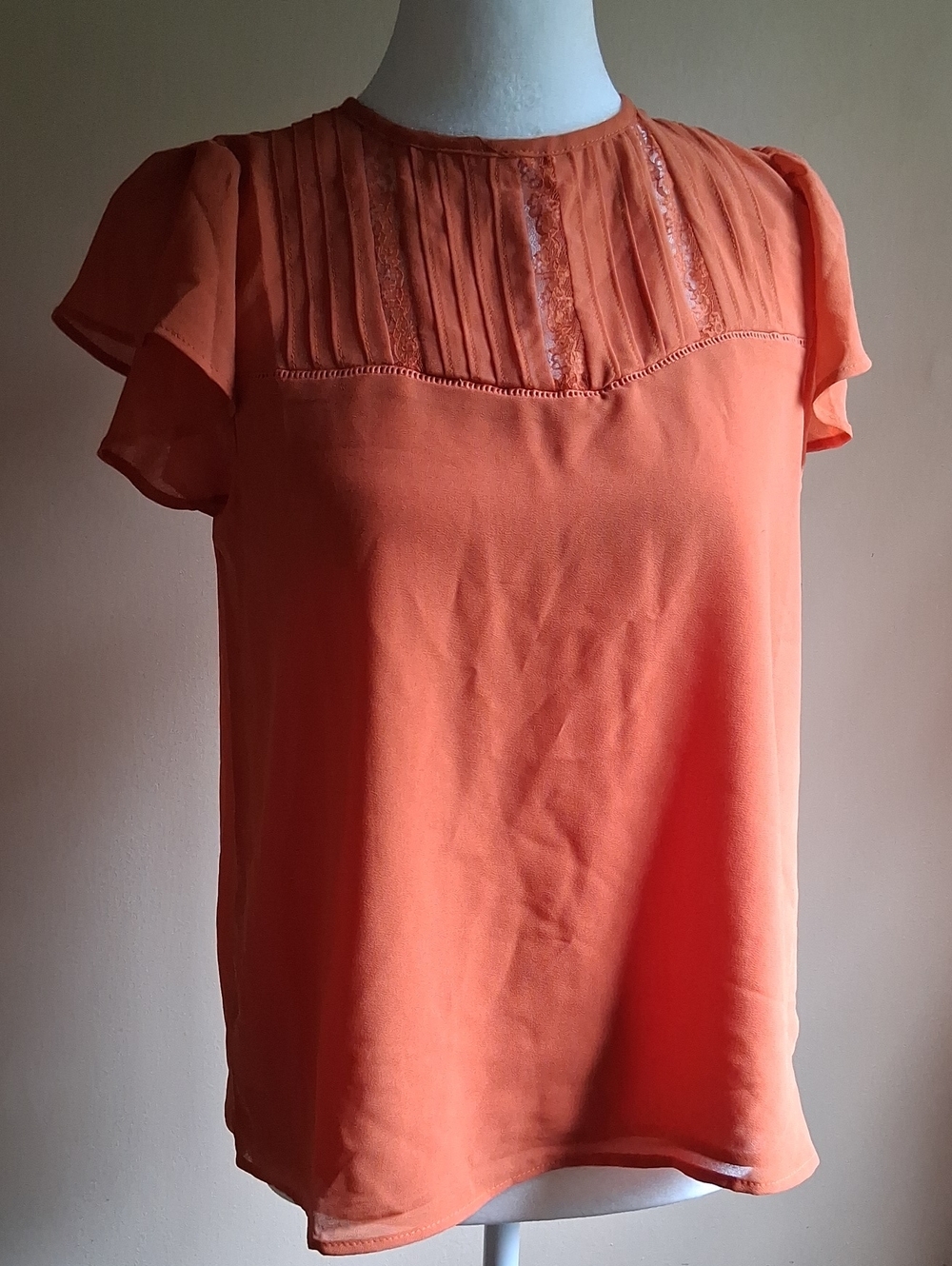 Orange Flutter Sleeve Blouse